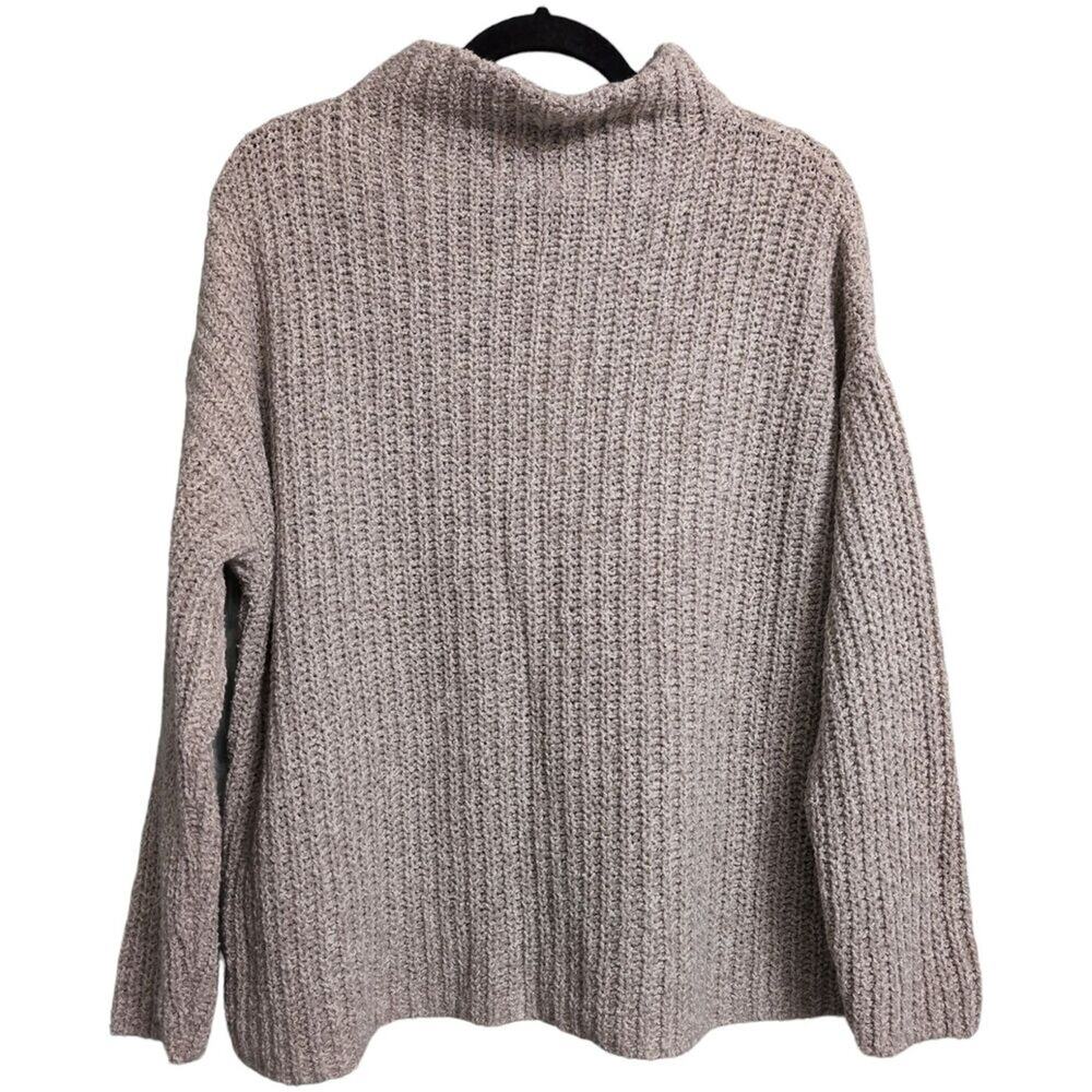 NWT Eileen Fisher Wheat Knit Funnel Neck Long Sleeve Organic Cotton Sweater Sz S